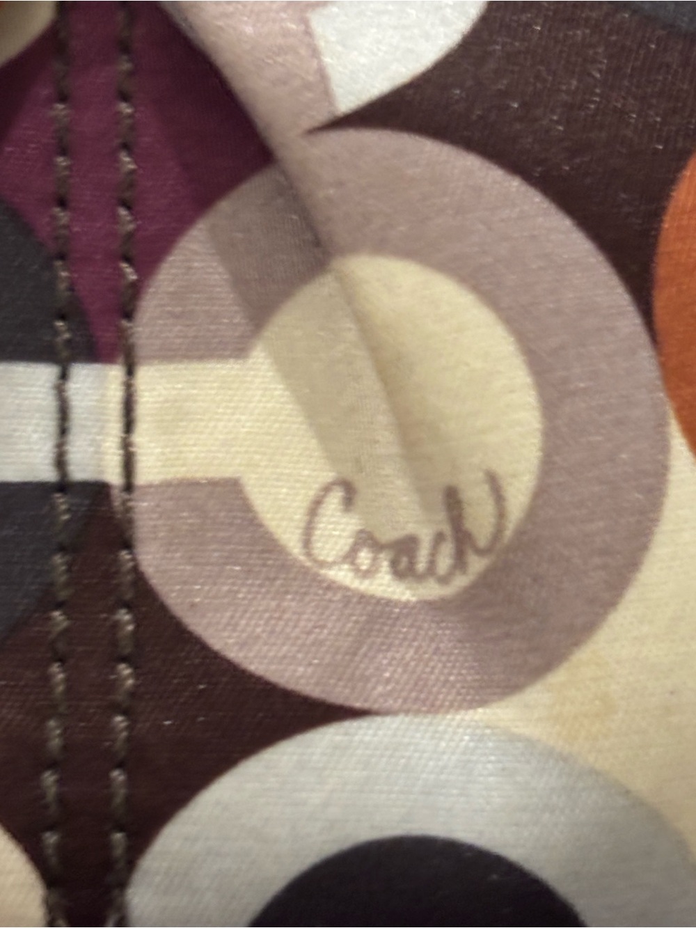 Coach Multicolor Circle-Print Wristlet in Purple, Orange and Brown - Picture 9 of 11